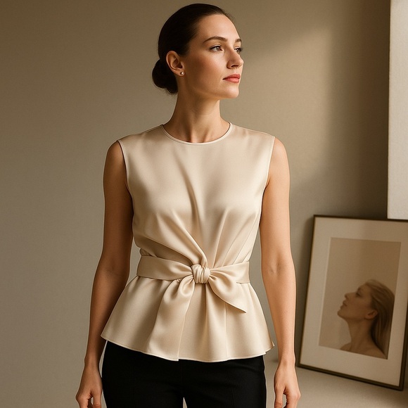 Elegant Cream Sleeveless Top - Picture 1 of 1